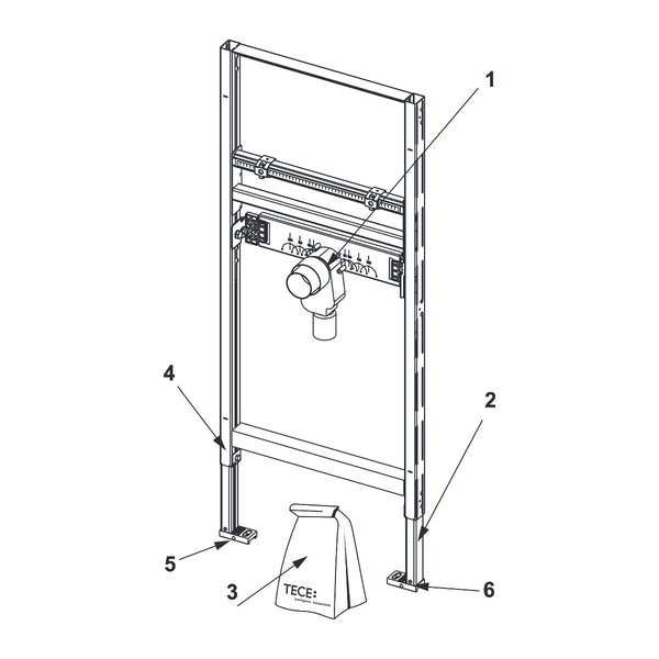 TECE TECEprofil wastafel-inbouwframe bouwhoogte 1120 mm met inbouwsifon