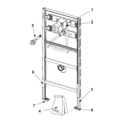 TECE TECEprofil urinoir-inbouwframe met TECE drukspoelerbehuizing U 1, bouwhoogte 1120 mm