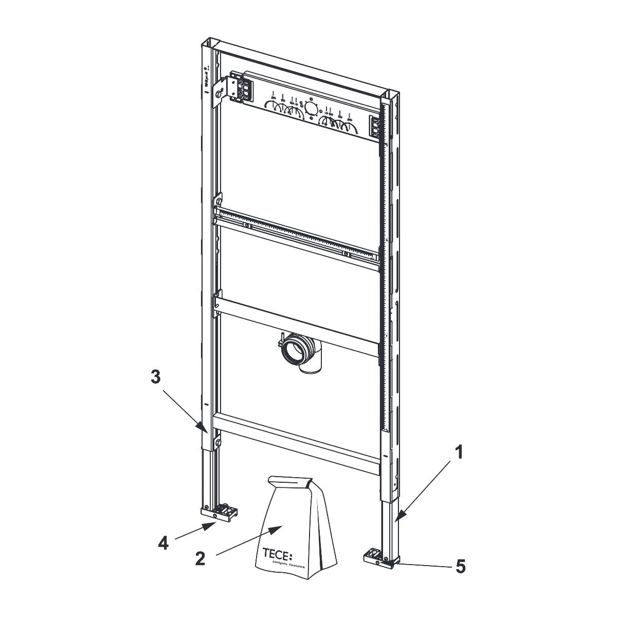 TECE TECEprofil urinoir-inbouwframe voor opbouw drukspoeler, bouwhoogte 1120 mm