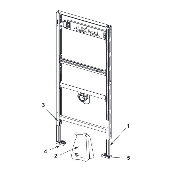 TECE TECEprofil urinoir-inbouwframe voor opbouw drukspoeler, bouwhoogte 1120 mm