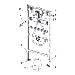 TECE TECEprofil urinoir-inbouwframe met TECE drukspoelerbehuizing U 2, bouwhoogte 1120 mm