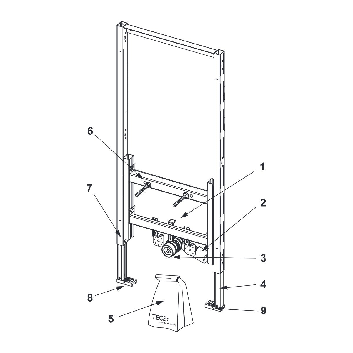 TECE TECEprofil bidet-inbouwframe bouwhoogte 1120 mm, voor hangbidet