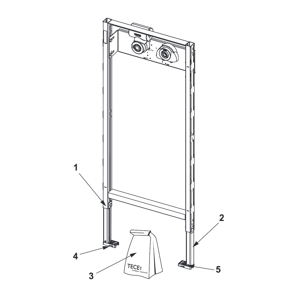 TECE TECEprofil bad-/douche inbouwframe voor wandkranen met TECE-Hygiënebox, bouwhoogte 1120 mm