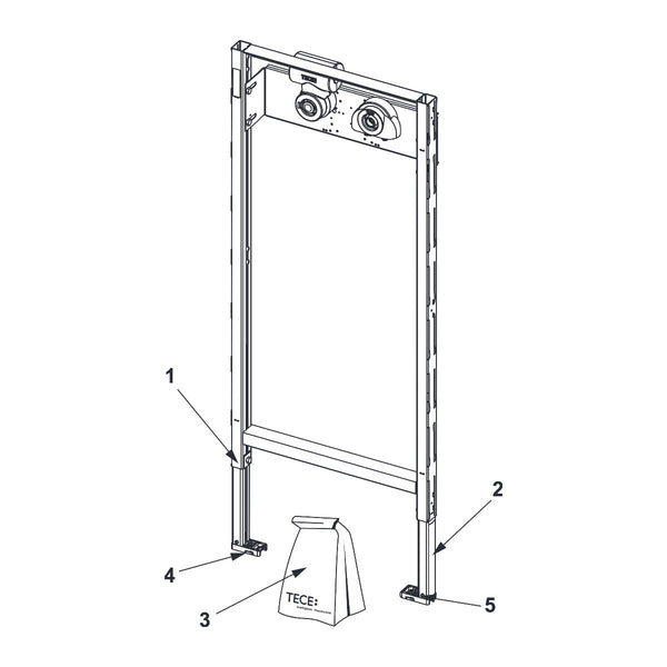 TECE TECEprofil bad-/douche inbouwframe voor wandkranen met TECE-Hygiënebox, bouwhoogte 1120 mm