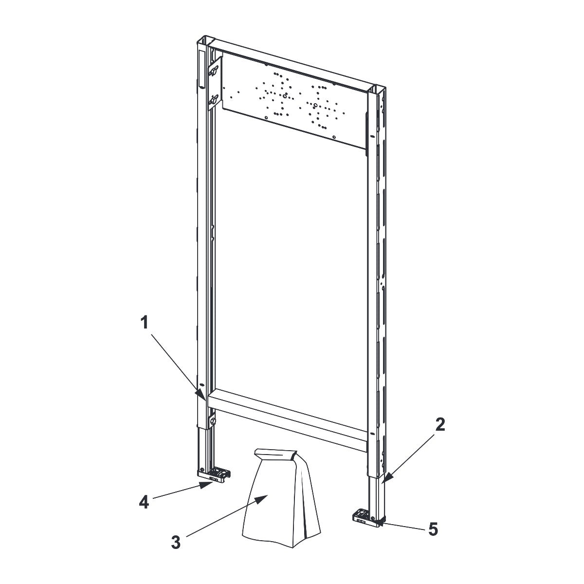 TECE TECEprofil bad-/douche-inbouwframe met verstelbare bevestigingsplaat voor inbouw- en wandkranen, bouwhoogte 1120 mm