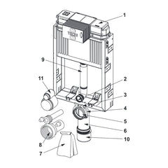 TECEbox WC installation frame with Uni flush tank, installation height 1060 mm