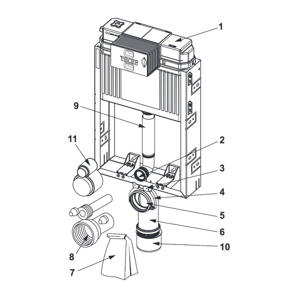 TECEbox WC installation frame with Uni flush tank, installation height 1060 mm