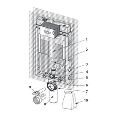 TECE TECEbox WC-inbouwframe met Octa II-reservoir, 8 cm, voor hangend toilet, met aansluiting voor geurafzuiging, bouwhoogte 1075 mm