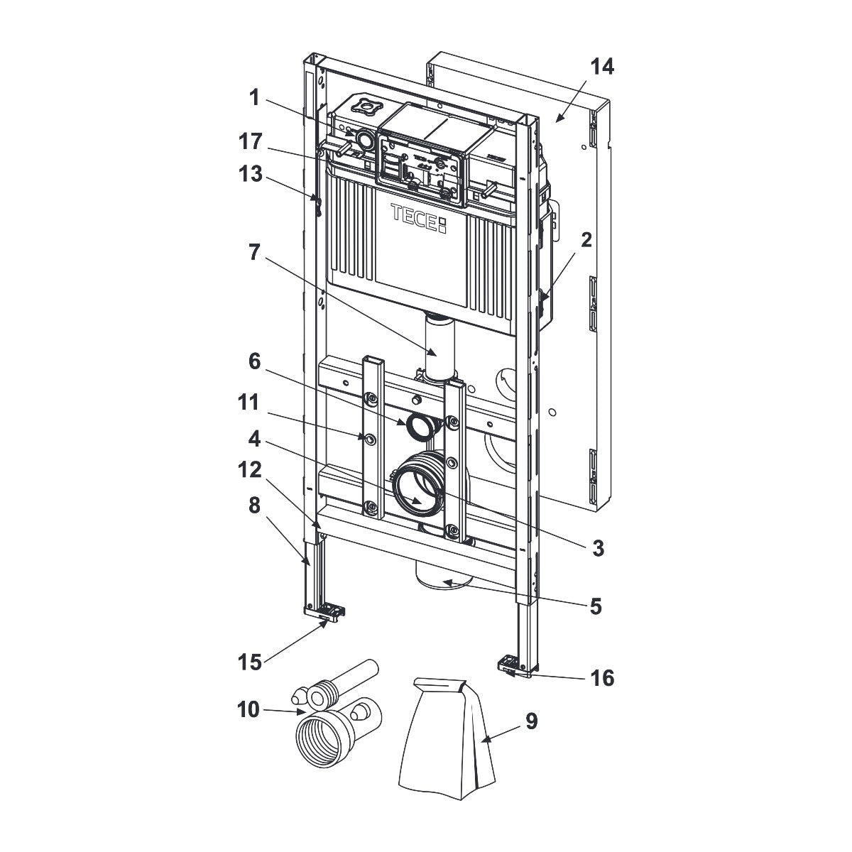 TECE TECElux 100, built-in cistern 1120 mm