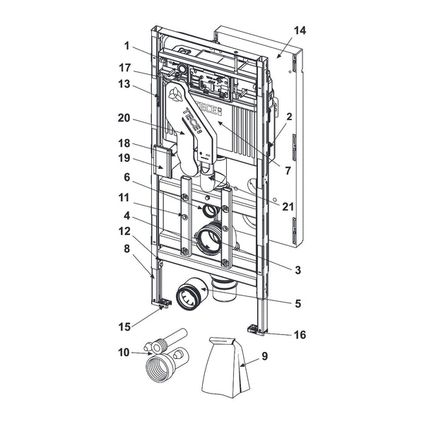 TECE TECElux 400, built-in reservoir 1120 mm, odour extraction,