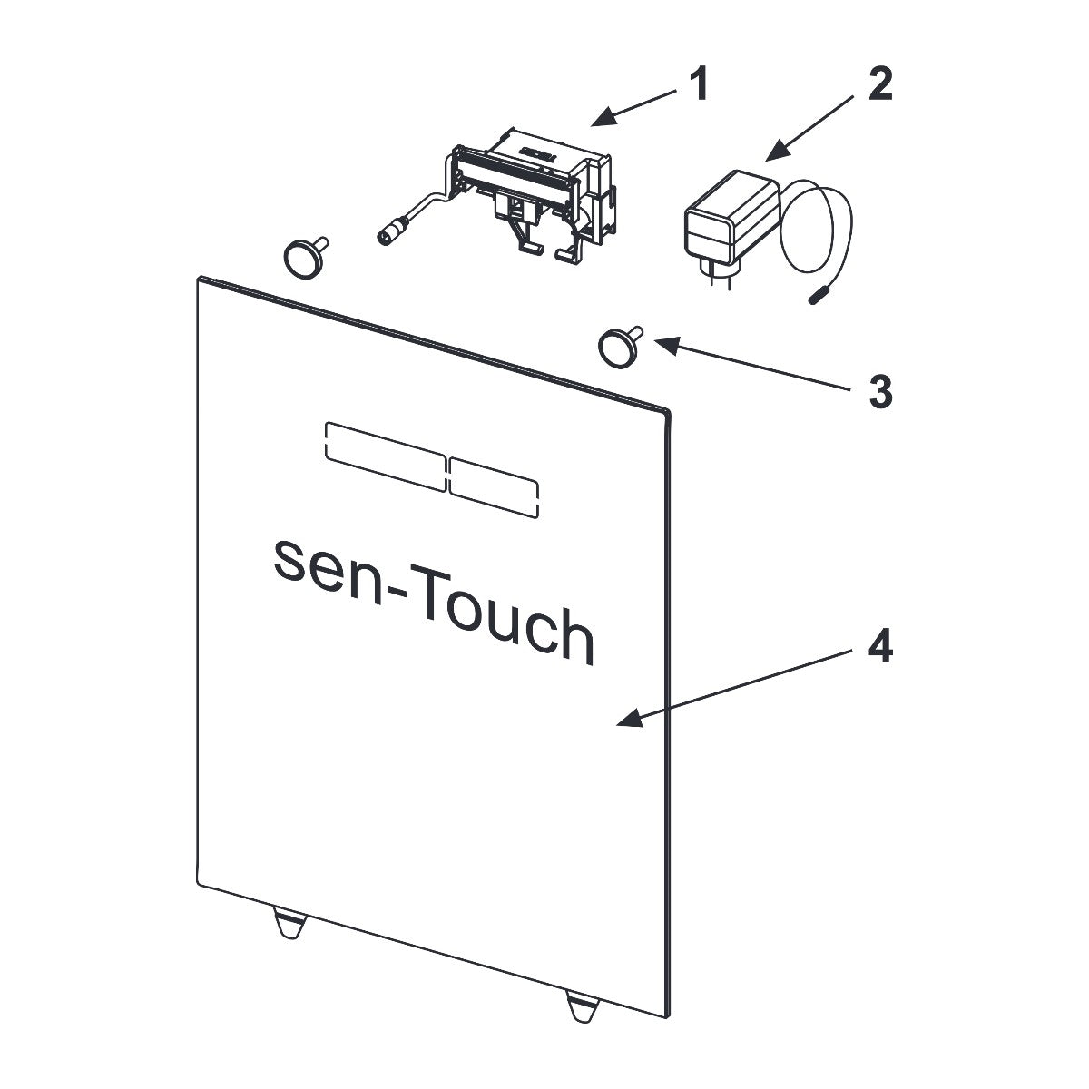 TECE TECElux bedieningsglasplaat met elektronische sen-Touch-bediening, Glas glanzend wit