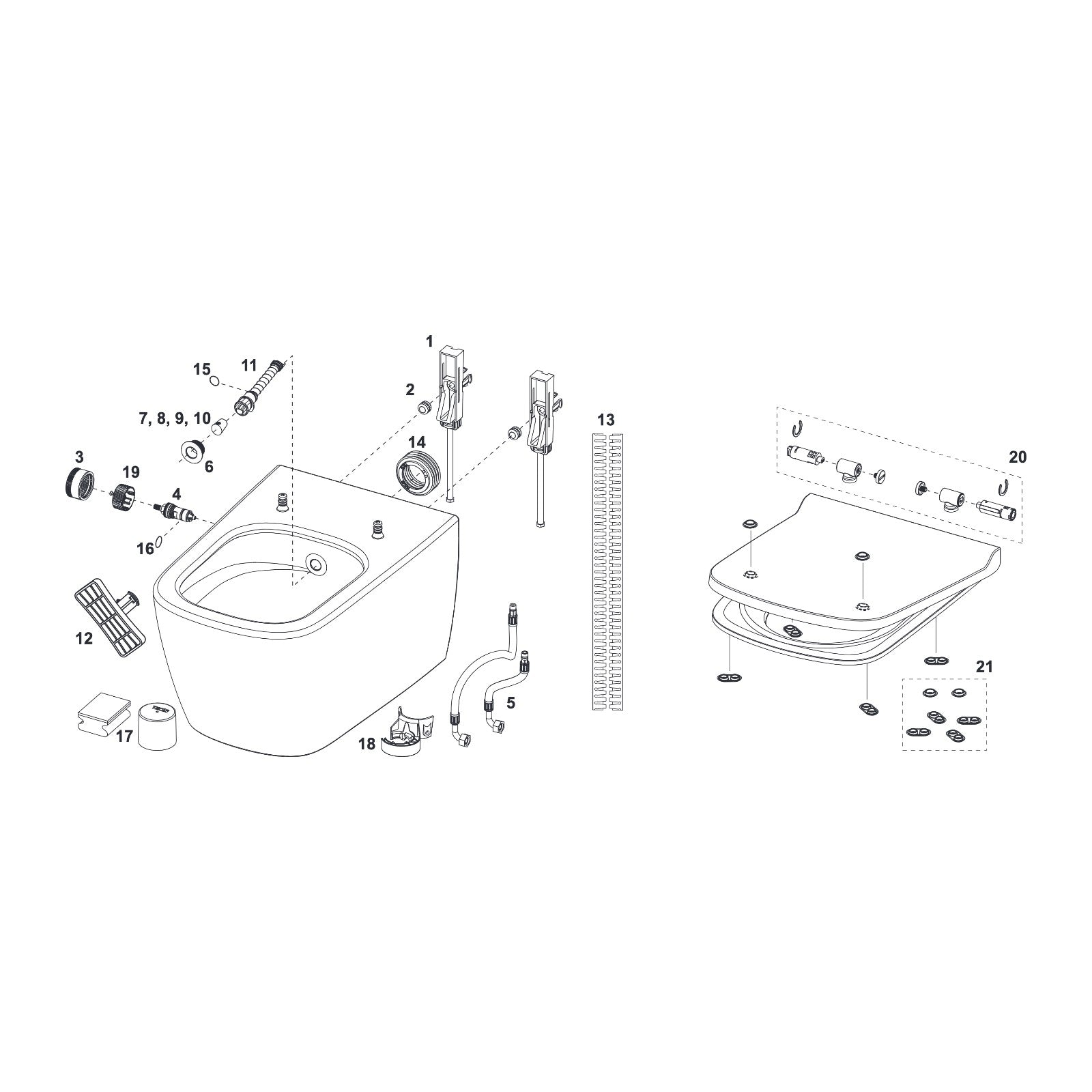 TECE TECEneo set, koud water en TECEneo/one (douche) WC-zitting met deksel 