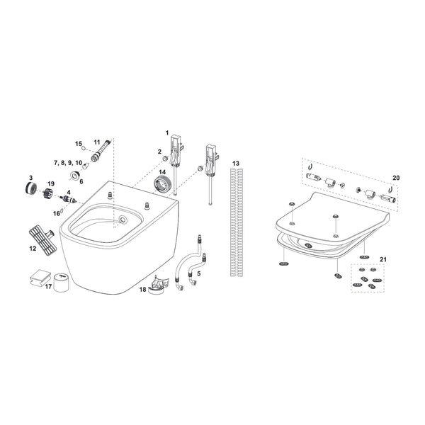 TECE TECEneo set, koud water en TECEneo/one (douche) WC-zitting met deksel 