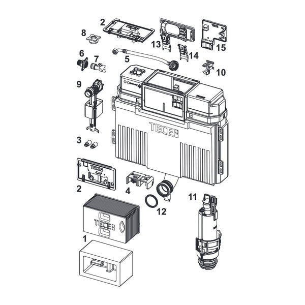 TECE Container 820 mm, front or shelf operation (fig. 1) Article number 9820100