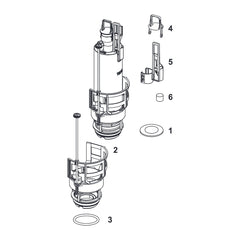 TECE A2 flushing bell, complete for TECE reservoir, incl. valve seat, two reducing rings, and operating lever