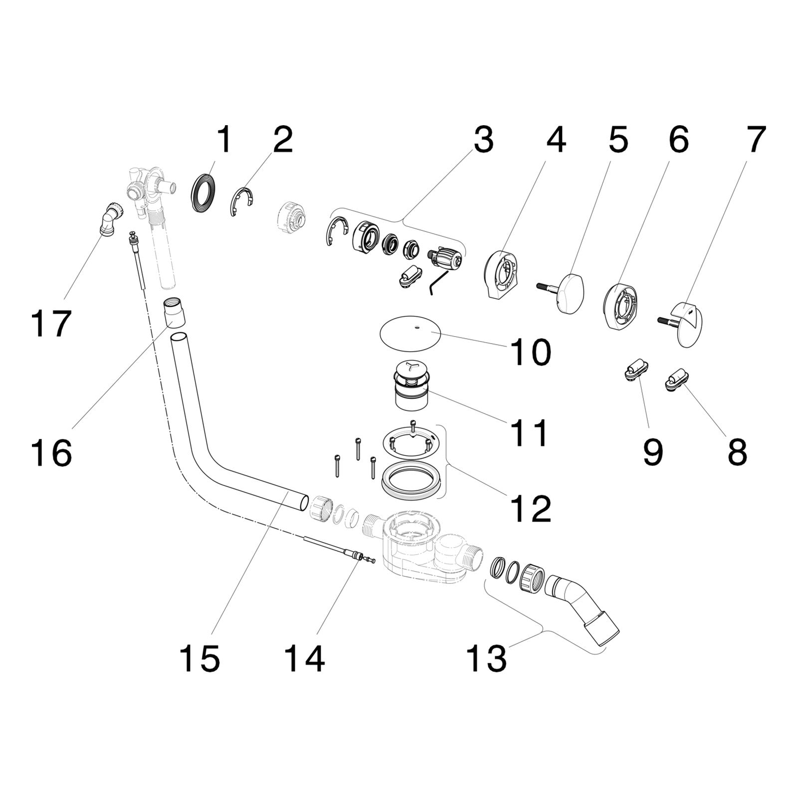 Onderdelentekening Viega Rotaplex badafvoer 6141.31 onderdelen (2000-2004)