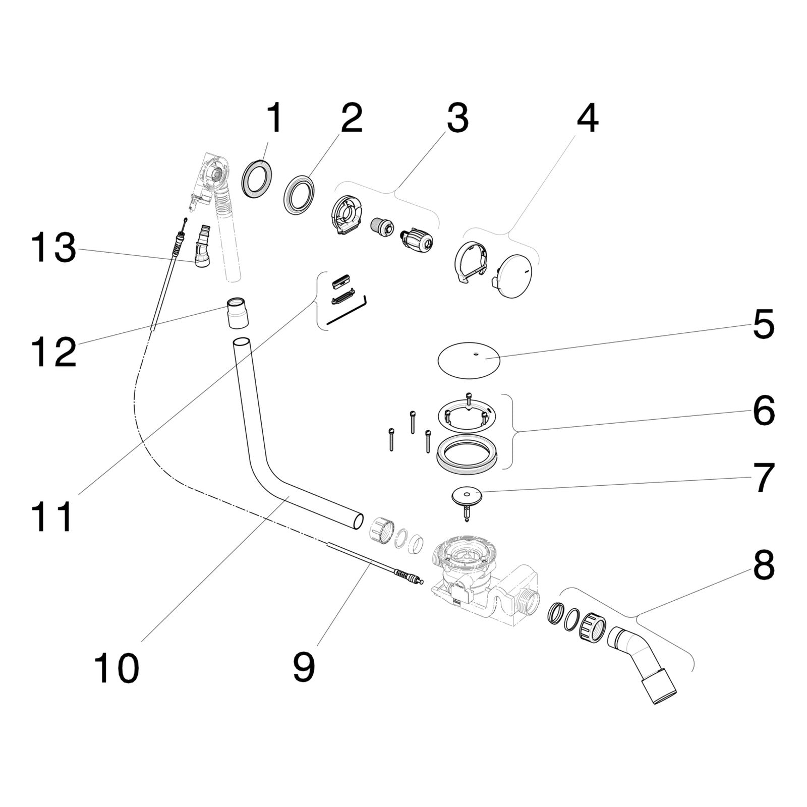 Onderdelentekening Viega Rotaplex Trio badafvoer 6141.60 Visign RT5 onderdelen (vanaf 2015)