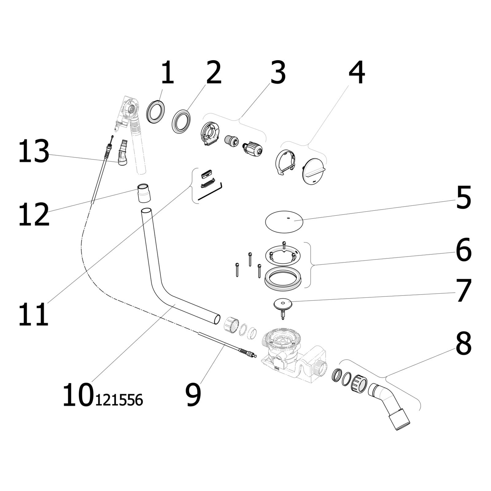 Onderdelentekening Viega Rotaplex Trio badafvoer 6141.61 Visign RT3 onderdelen (vanaf 2015)