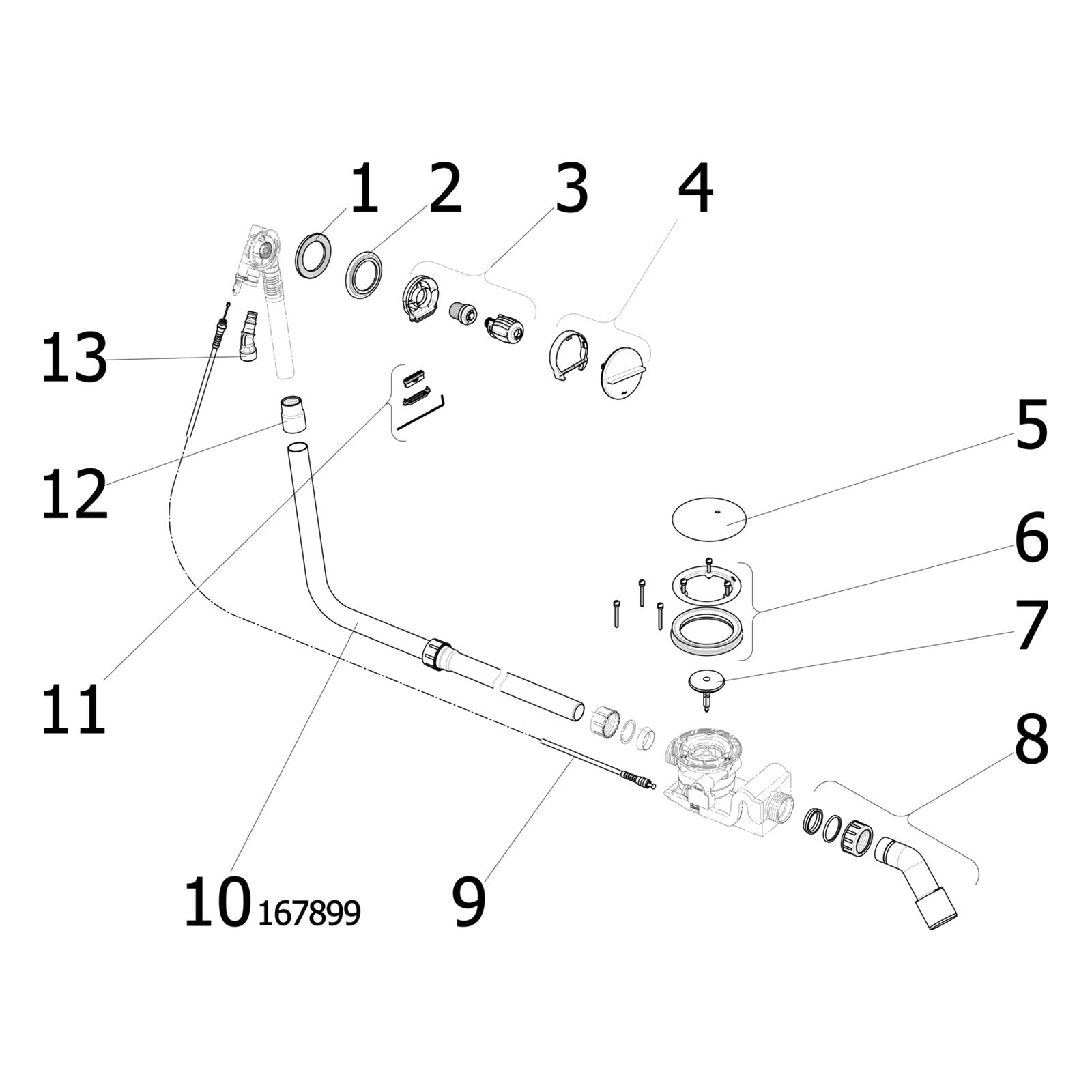 Onderdelentekening Viega Rotaplex Trio badafvoer 6141.71 Visign RT3 onderdelen (vanaf 2015)