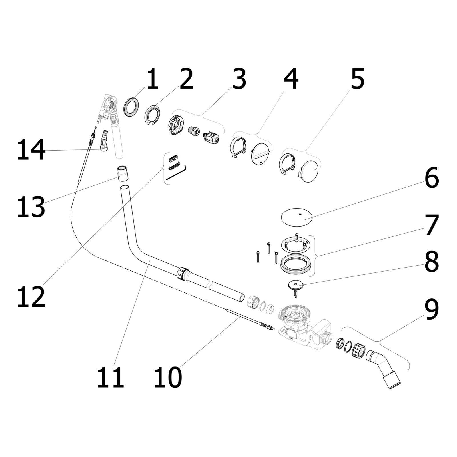 Onderdelentekening Viega Rotaplex Trio badafvoer 6141.72 onderdelen (vanaf 2015)