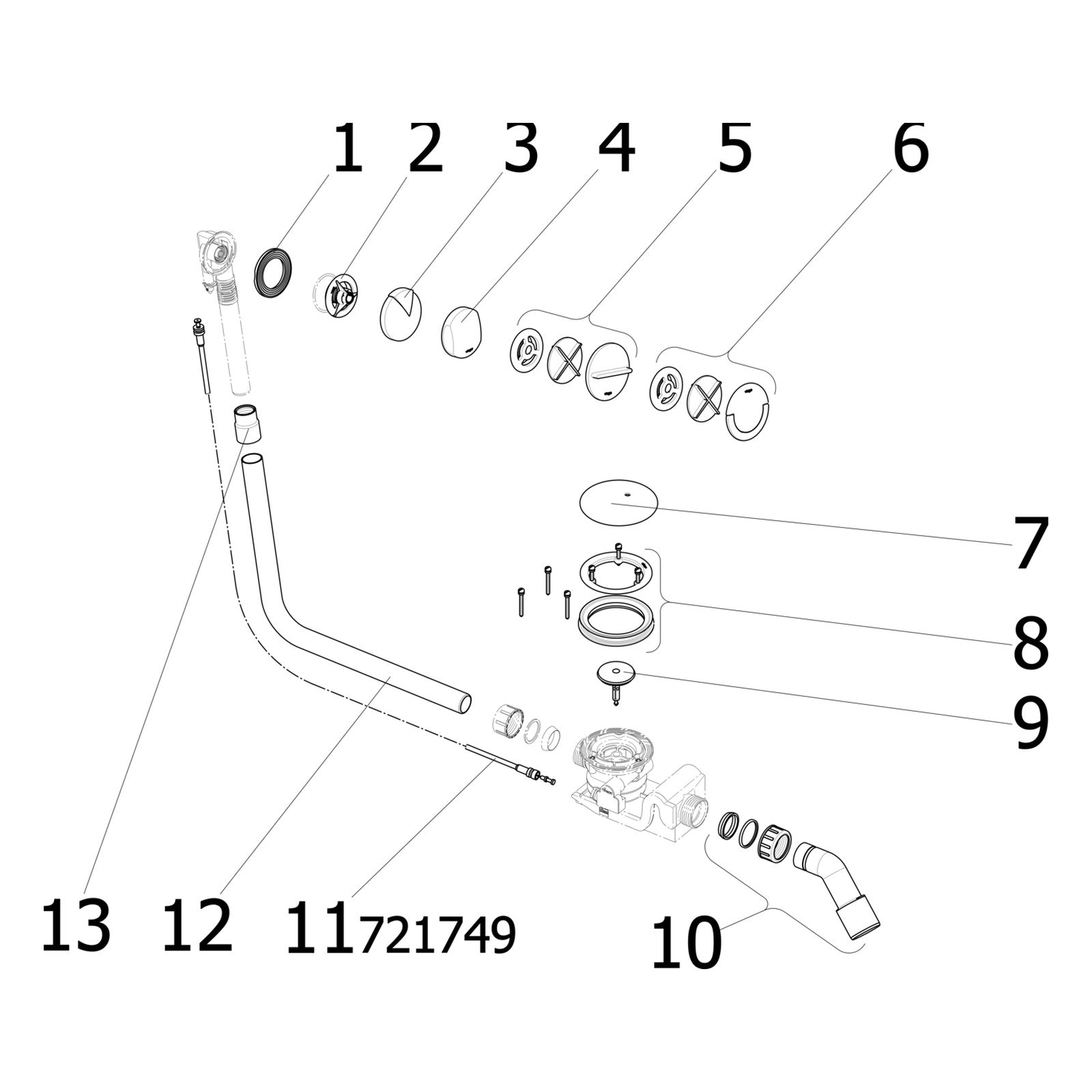 Onderdelentekening Viega Rotaplex badafvoer 6142.32 onderdelen (2014-2015)