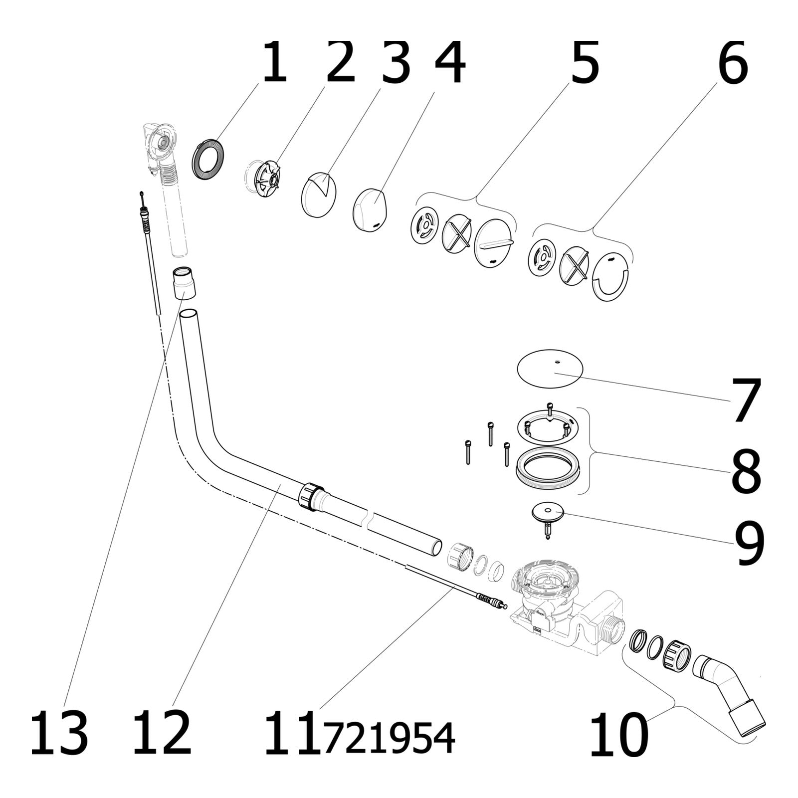 Onderdelentekening Viega Rotaplex badafvoer 6142.33 onderdelen (2014-2015)