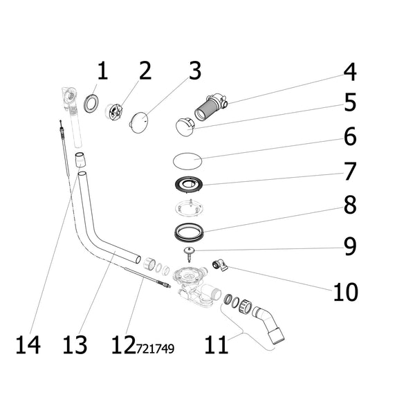 Onderdelentekening Viega Rotaplex Trio F badafvoer 6145.1 onderdelen (vanaf 2015)