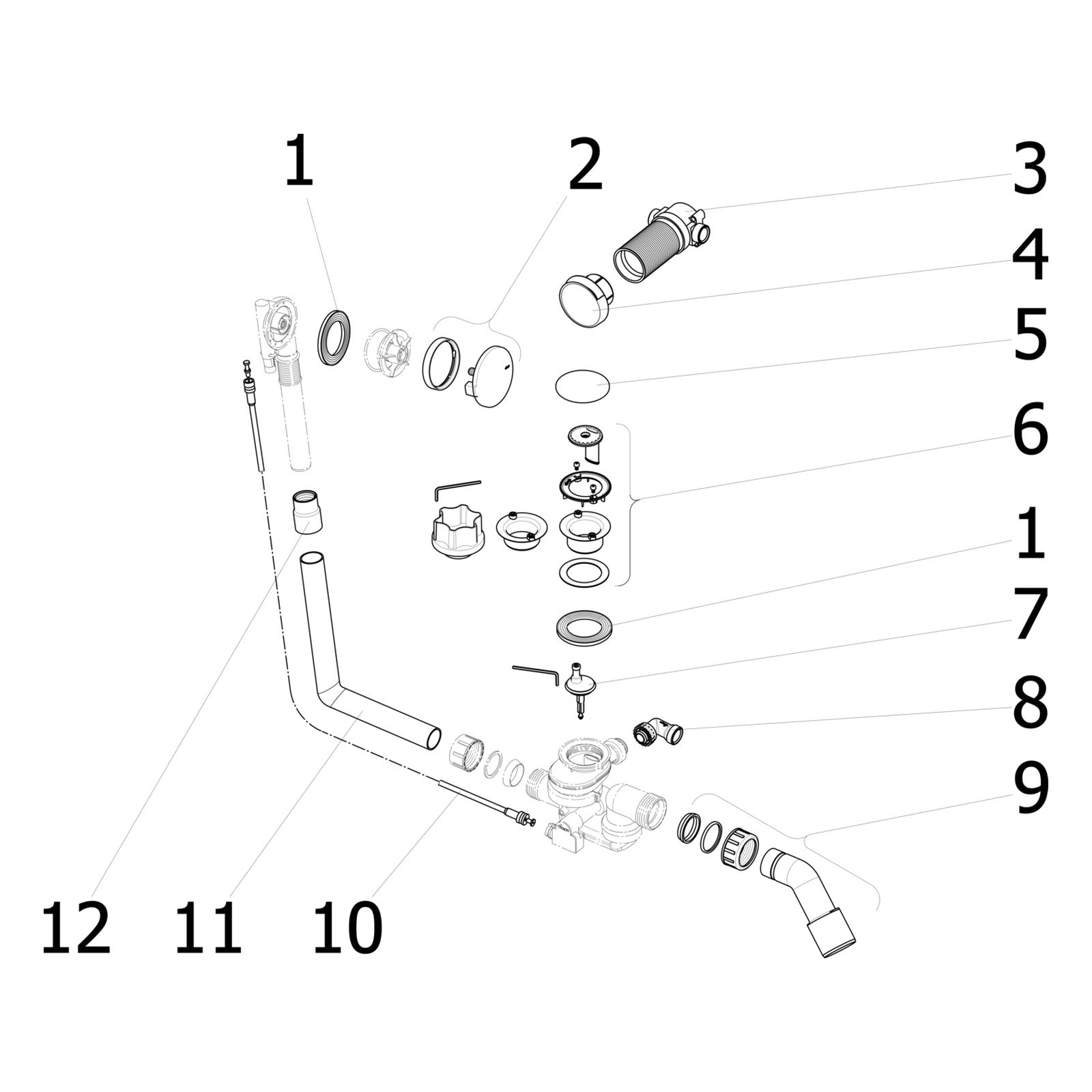 Onderdelentekening Viega Multiplex Trio F badafvoer 6145.4 onderdelen (2011-2014)