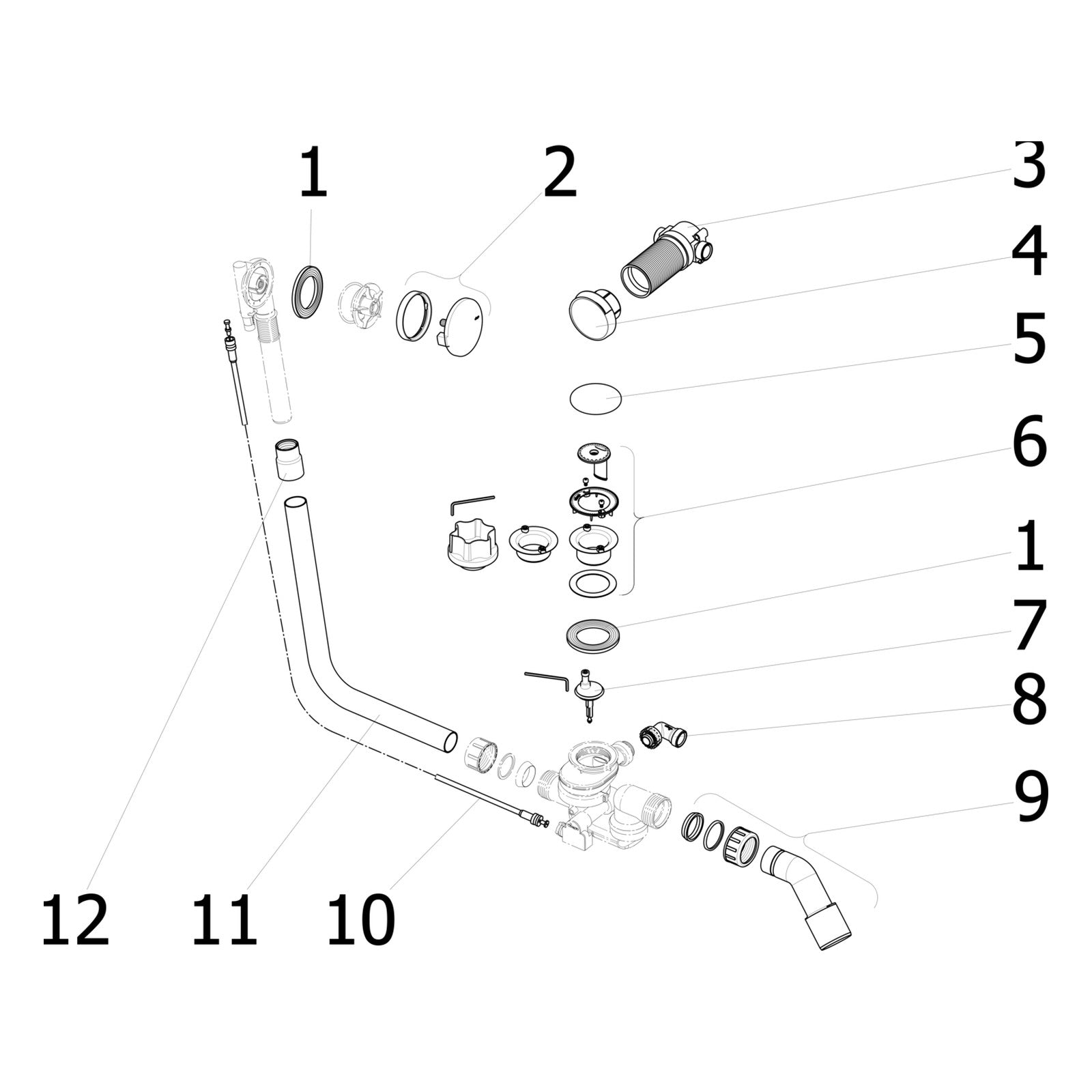Onderdelentekening Viega Multiplex Trio F badafvoer 6145.5 onderdelen (2011-2014)