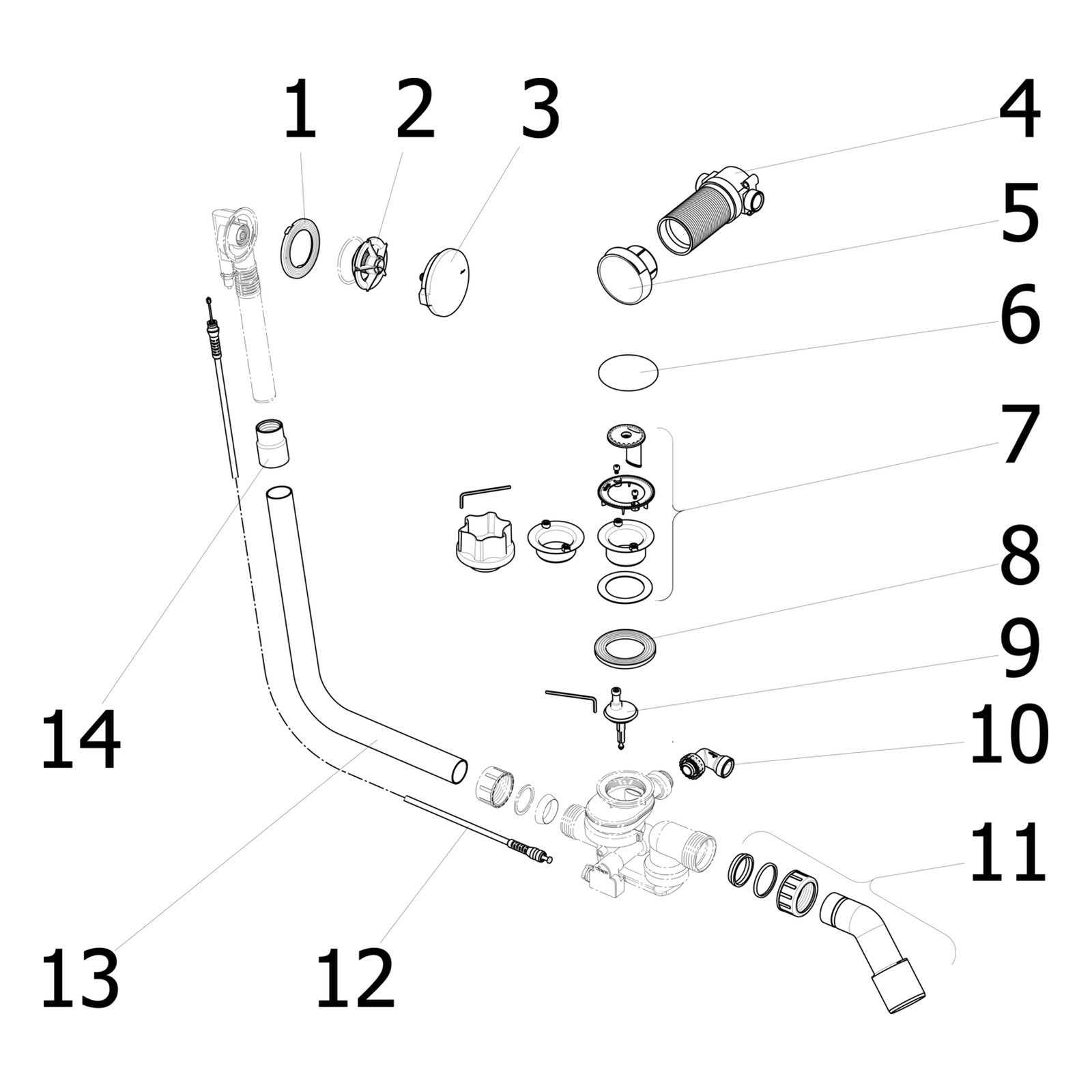 Onderdelentekening Viega Multiplex Trio F badafvoer 6145.5 onderdelen (vanaf 2015)