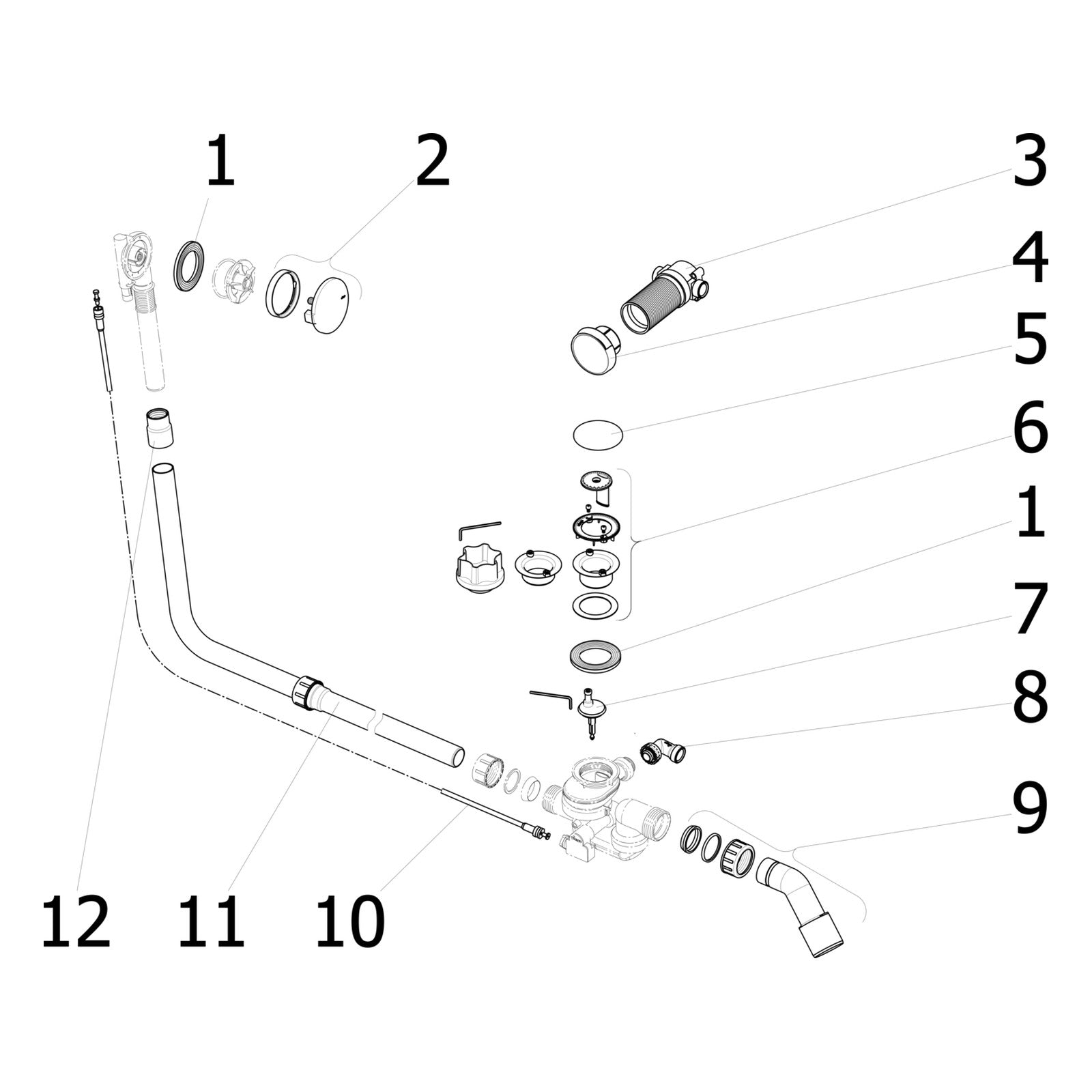 Onderdelentekening Viega Multiplex Trio F badafvoer 6145.6 onderdelen (2011-2014)