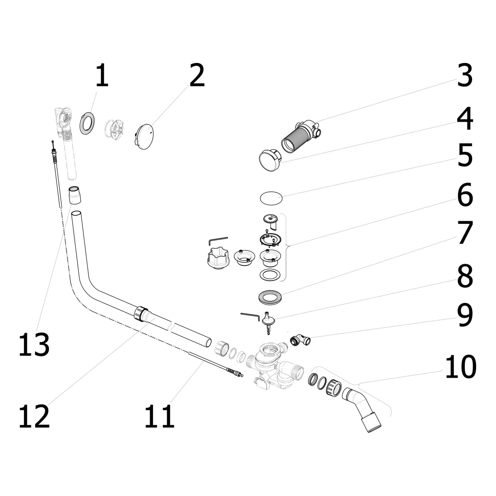 Onderdelentekening Viega Multiplex Trio F badafvoer 6145.6 onderdelen (vanaf 2014)