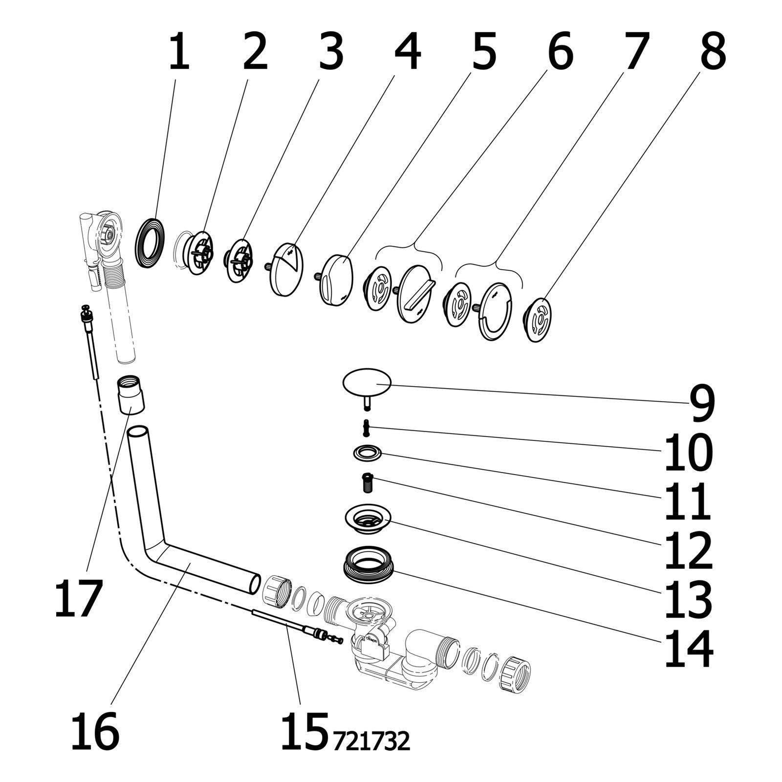 Onderdelentekening Viega Multiplex badafvoer 6162.875 Visign M5 onderdelen (1994-2014)