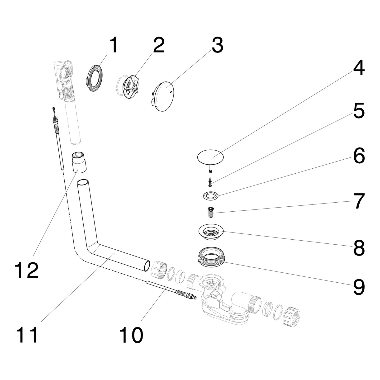Onderdelentekening Viega Multiplex badafvoer 6162.875 / 6162 Visign M5 onderdelen (vanaf 2015)