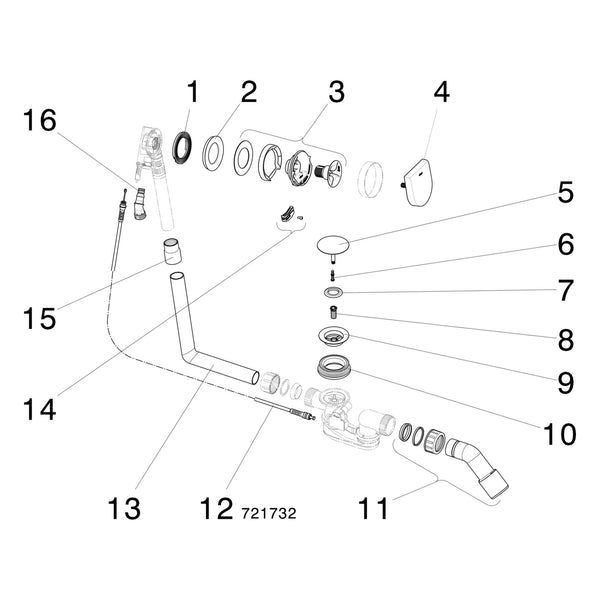 Onderdelentekening Viega Multiplex Trio badafvoer 6170.10 Visign MT9 onderdelen (vanaf 2015)