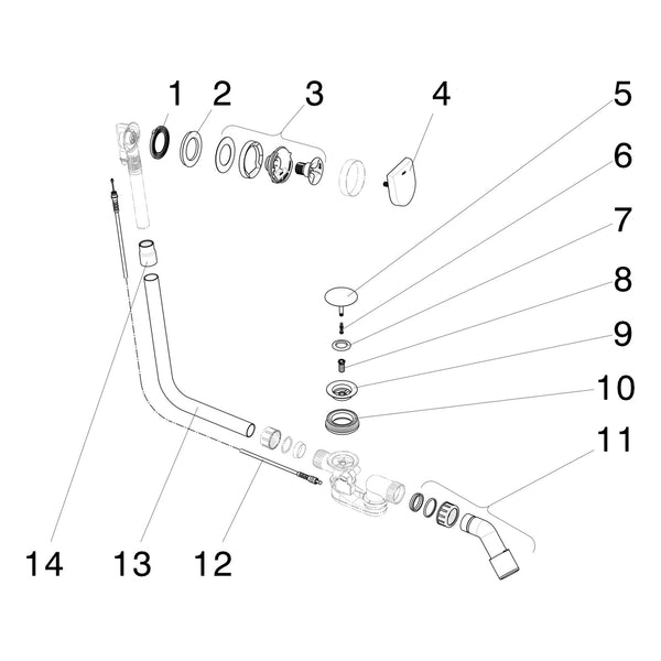 Onderdelentekening Viega Multiplex badafvoer 6171.11 Visign M9 onderdelen (vanaf 2015)