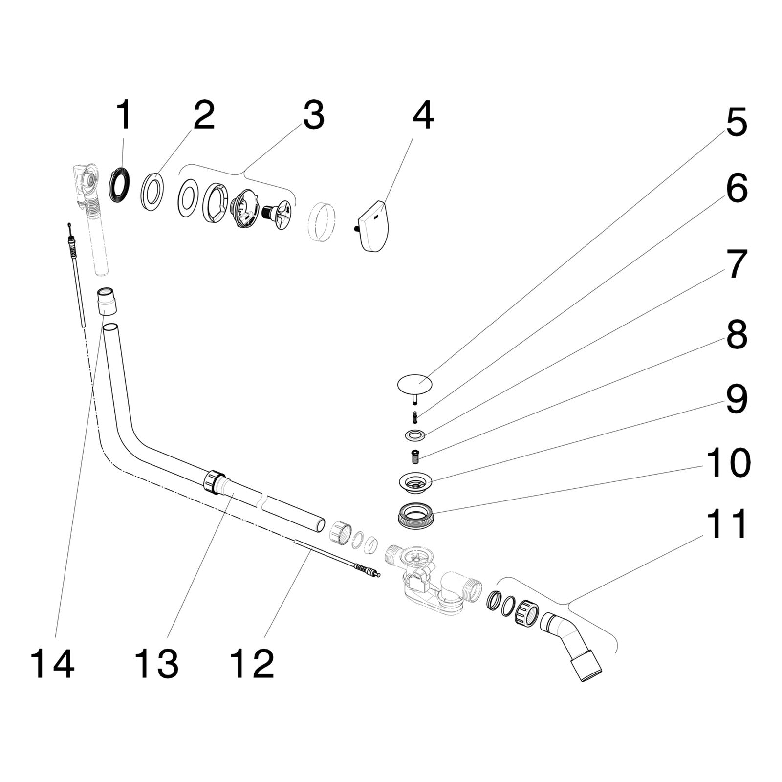 Onderdelentekening Viega Multiplex badafvoer 6171.12 Visign M9 onderdelen (vanaf 2015)