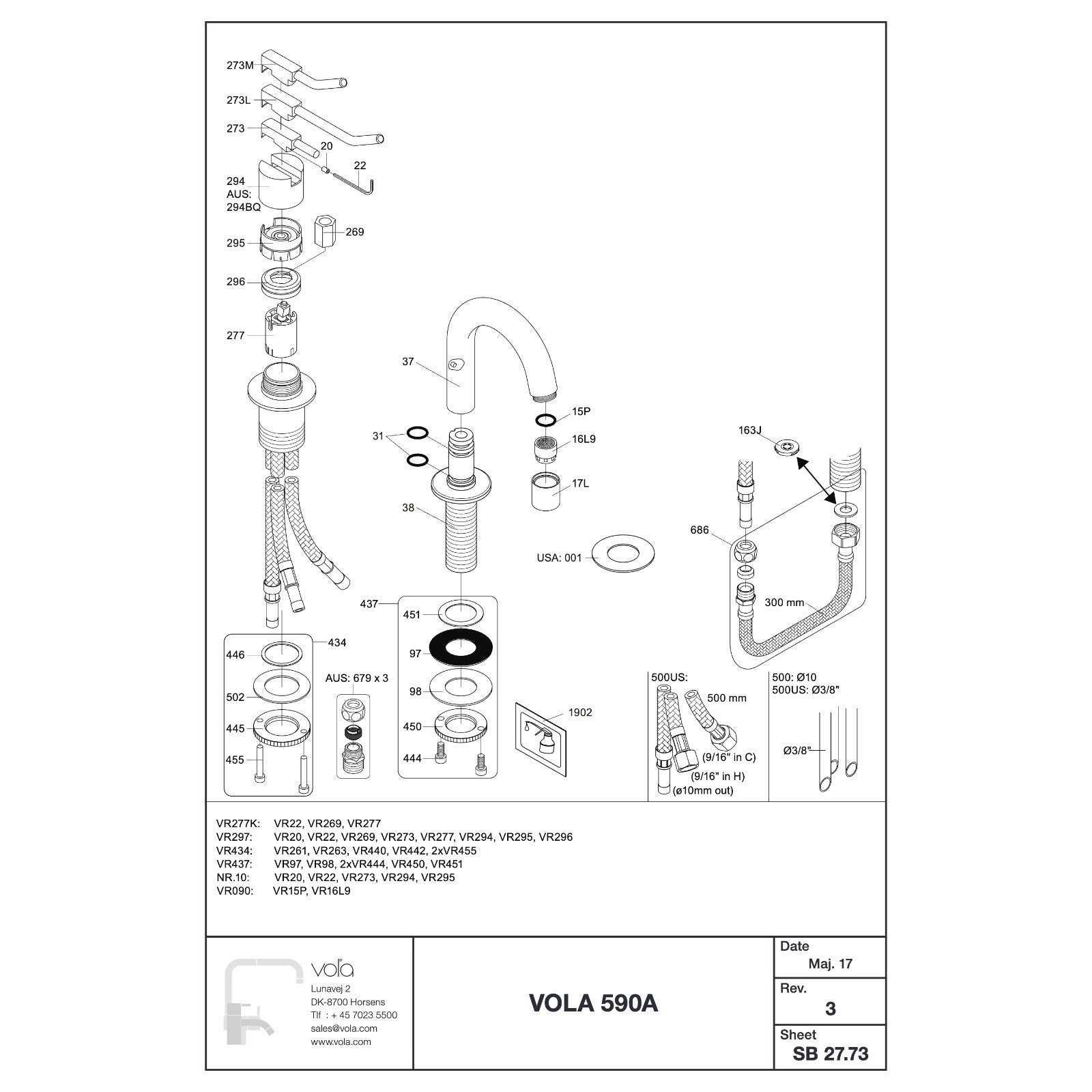 Vola 590A onderdelentekening