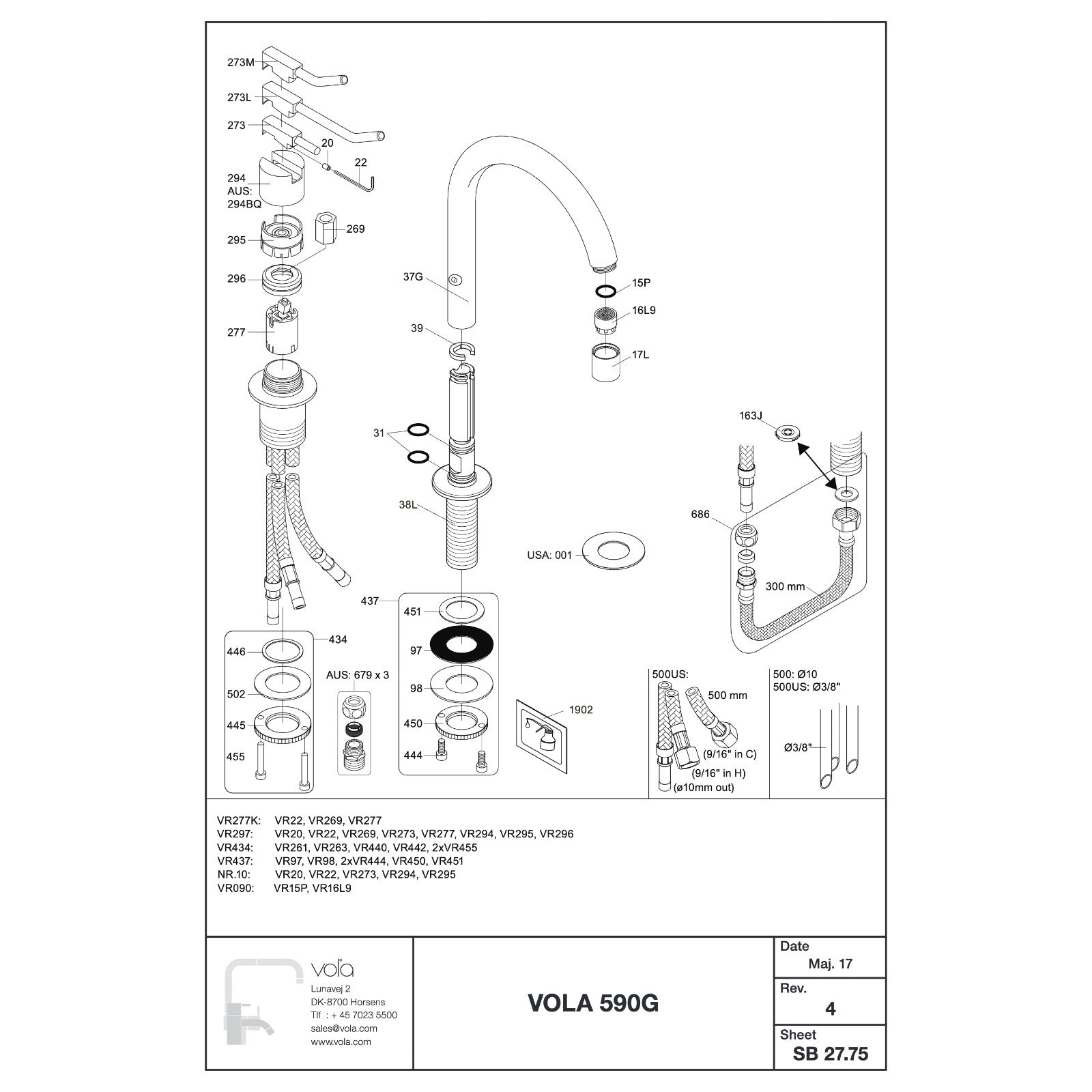 Vola 590G onderdelentekening