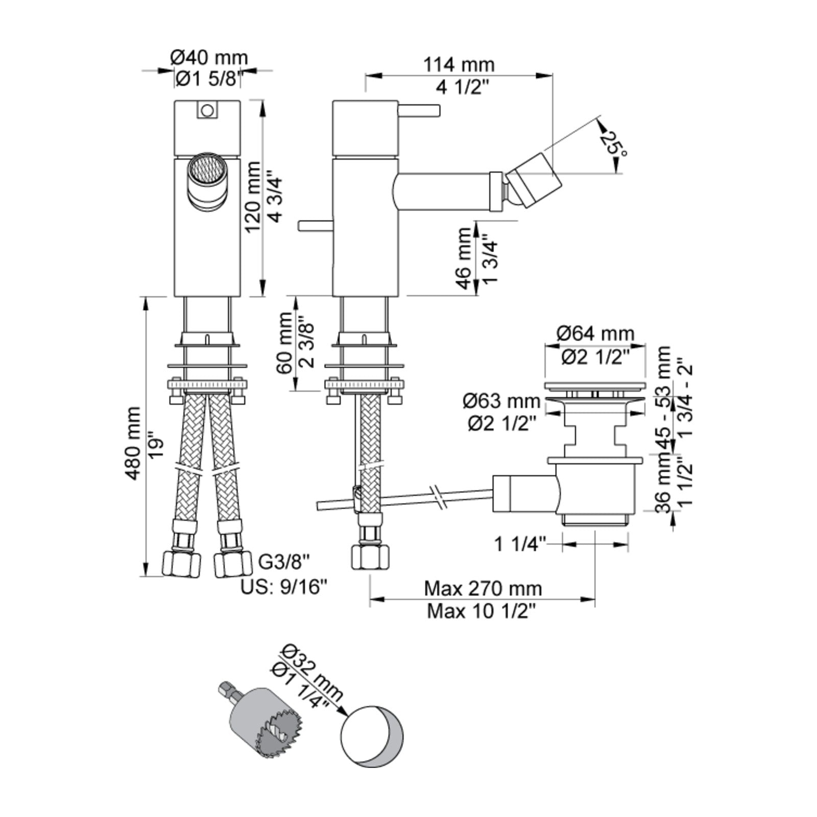 Vola HV4 maattekening