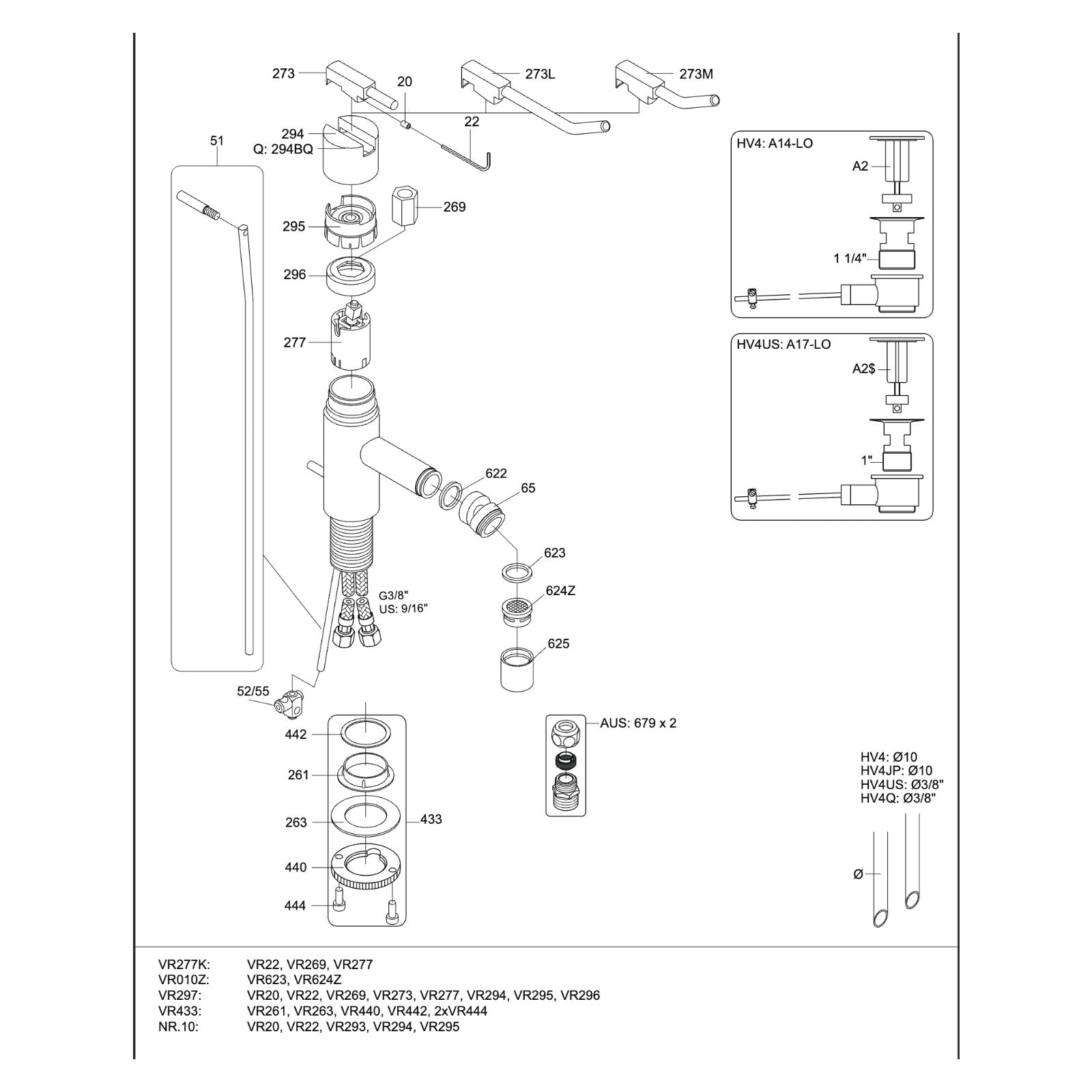 Vola HV4 onderdelentekening (SB 24.1 rev. 7, 2023)