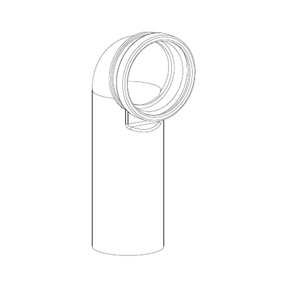 Wisa Afvoerbocht PE 90 x 90 mm (zonder afdichtring) (uitsnede tekening)