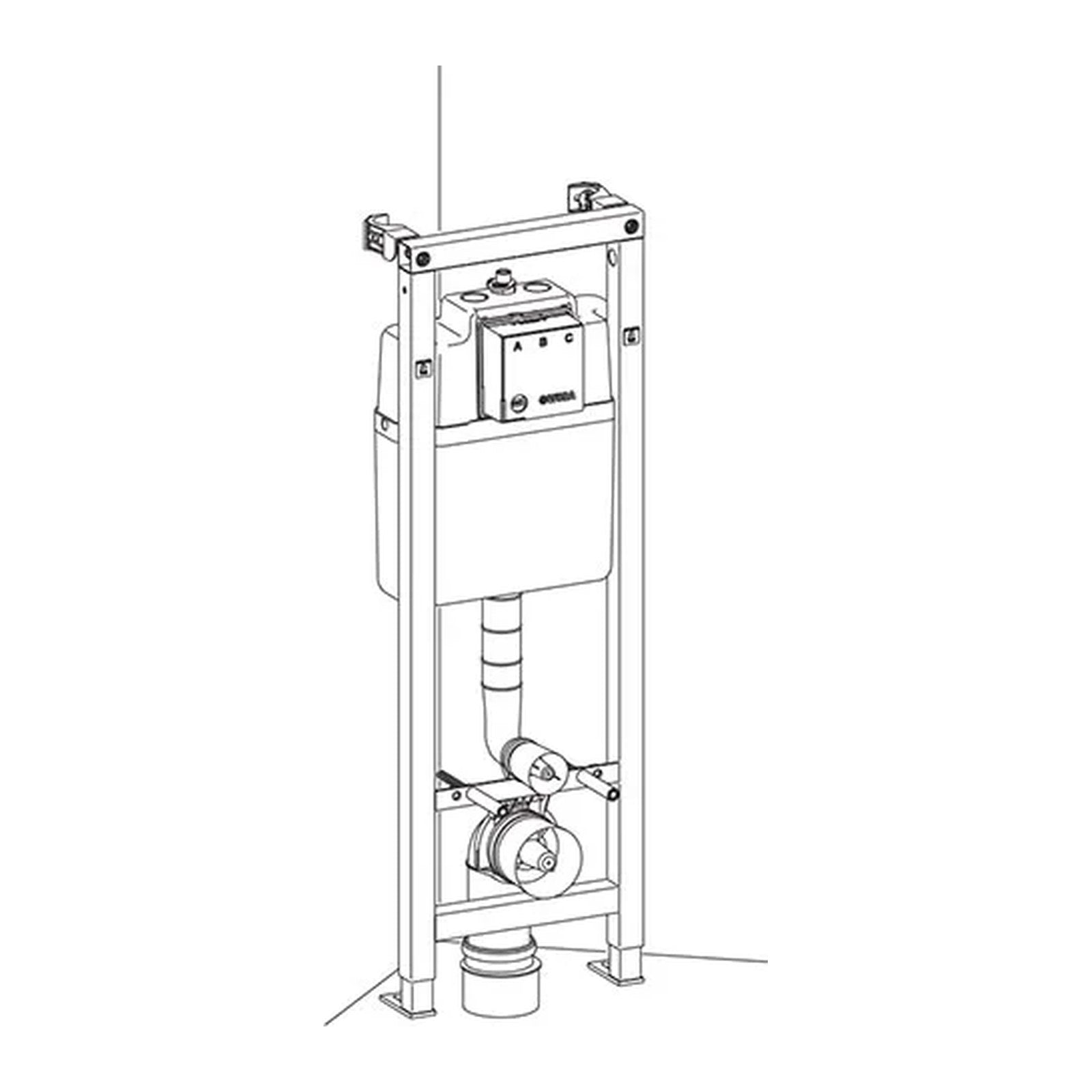 Wisa XS WC hoek front 118 cm - maattekening