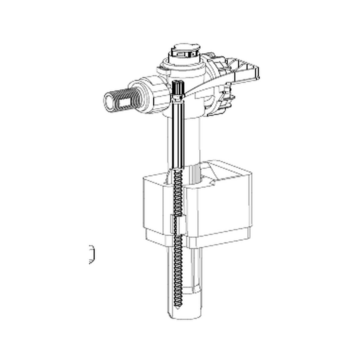 Wisa Hydraulische vlotterkraan G 3/8 zij aansluiting voor WISA XF (uitsnede tekening)