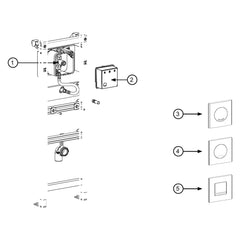 Explosietekening onderdelen XS urinoirelement mechanisch (XS panelen) met positienummers