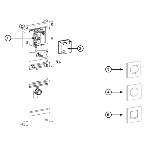 Explosietekening onderdelen XS urinoirelement mechanisch (XS panelen) met positienummers