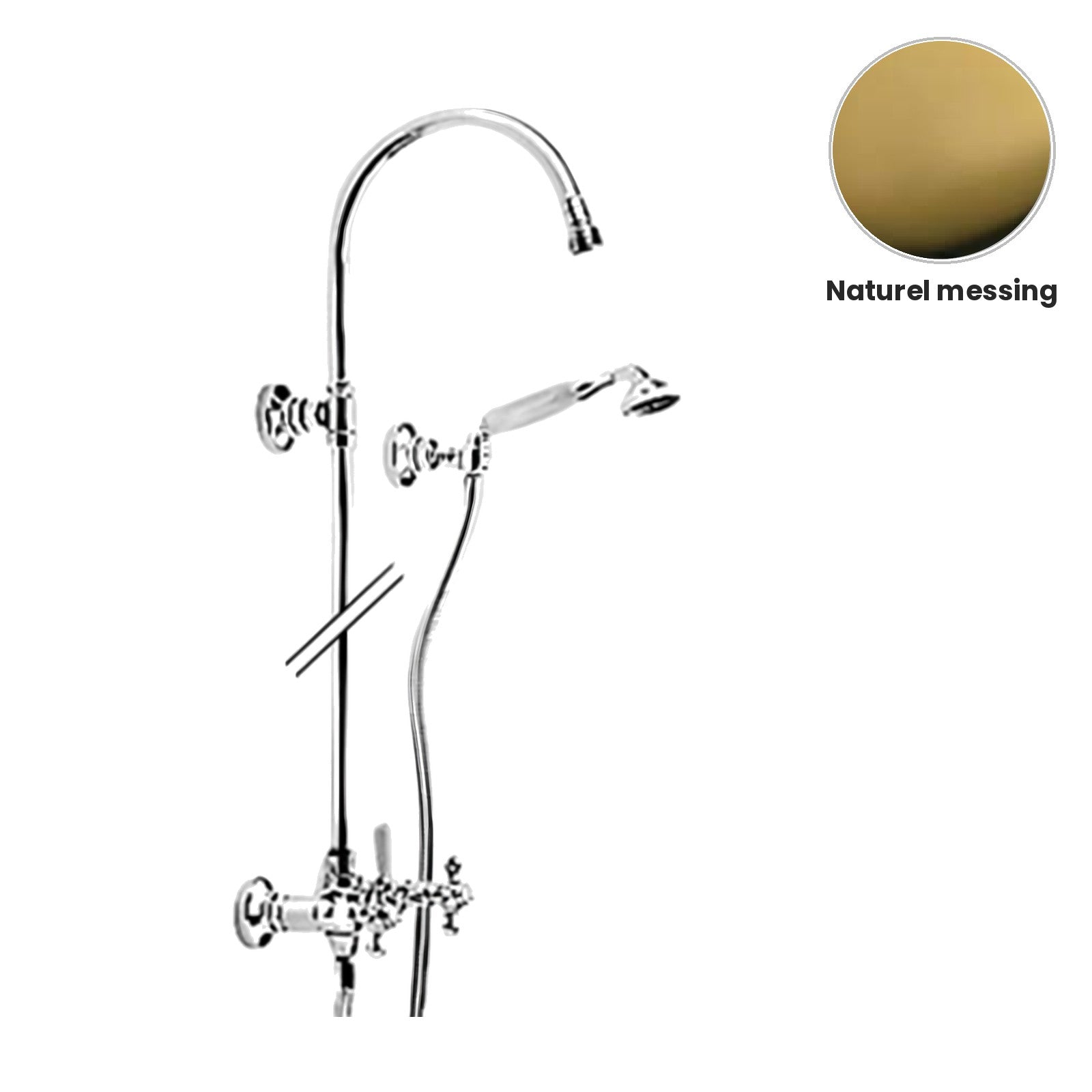 Zazzeri 800/802 opbouw douchesysteem N610 met handdouche, zonder hoofddouche naturel messing
