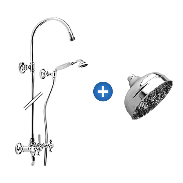 Zazzeri 800/802 opbouw douchesysteem met hoofddouche Ø 150 mm en handdouche chroom