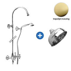 Zazzeri 800/802 opbouw douchesysteem met hoofddouche Ø 150 mm en handdouche gepolijst messing