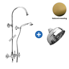 Zazzeri 800/802 opbouw douchesysteem met hoofddouche Ø 150 mm en handdouche naturel messing